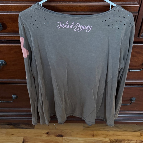 Java Gypsy Brown and Pink Graphic Long Sleeve Top - Picture 2 of 2